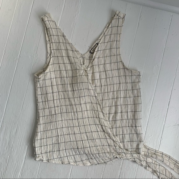 Eye Shadow | Cream Windowpane Pattern Wrap Tank Top - Small - Picture 14 of 14